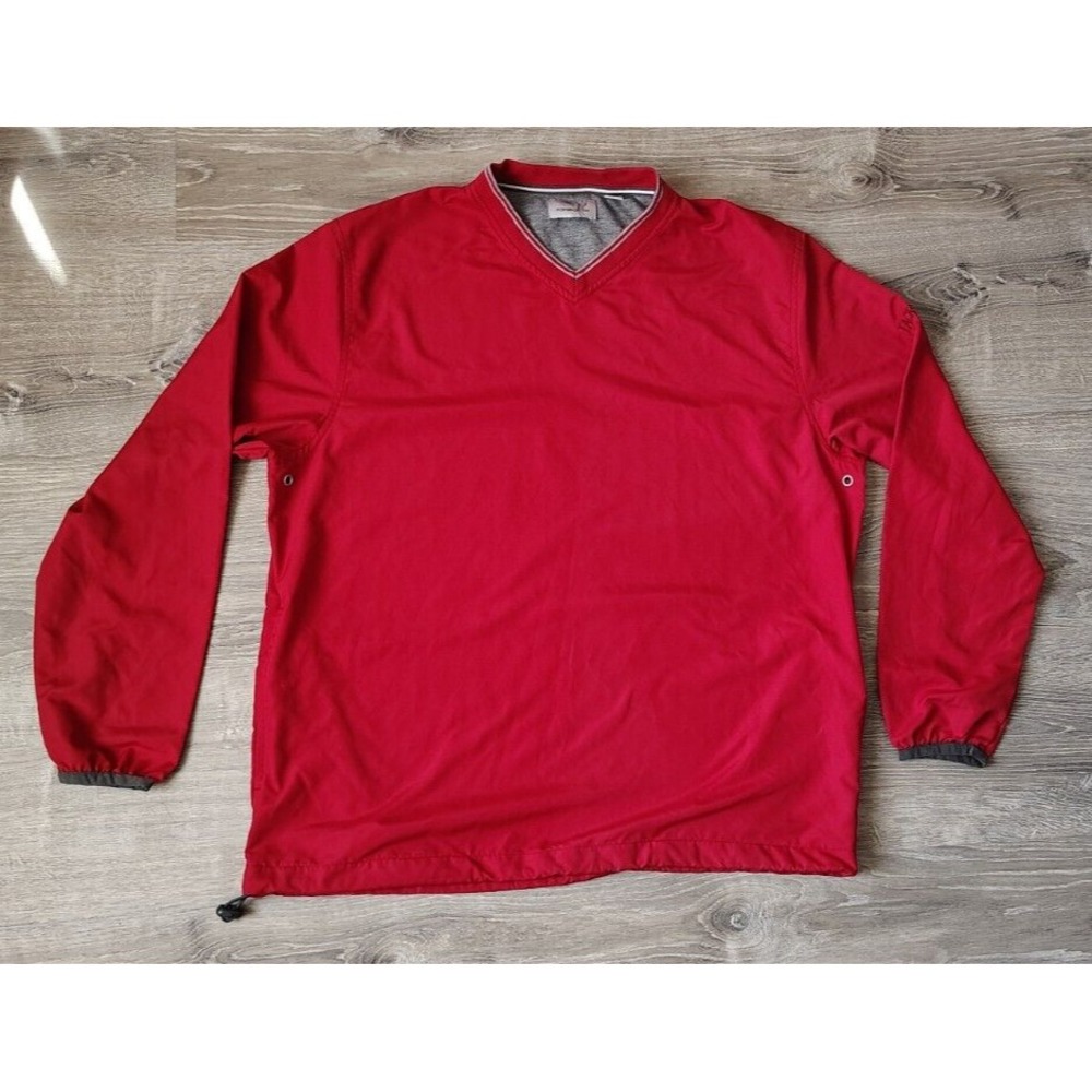 Vintage Ashworth Sz M Mens Golf V-neck Pullover Windbreaker‎ Red Gray Pockets